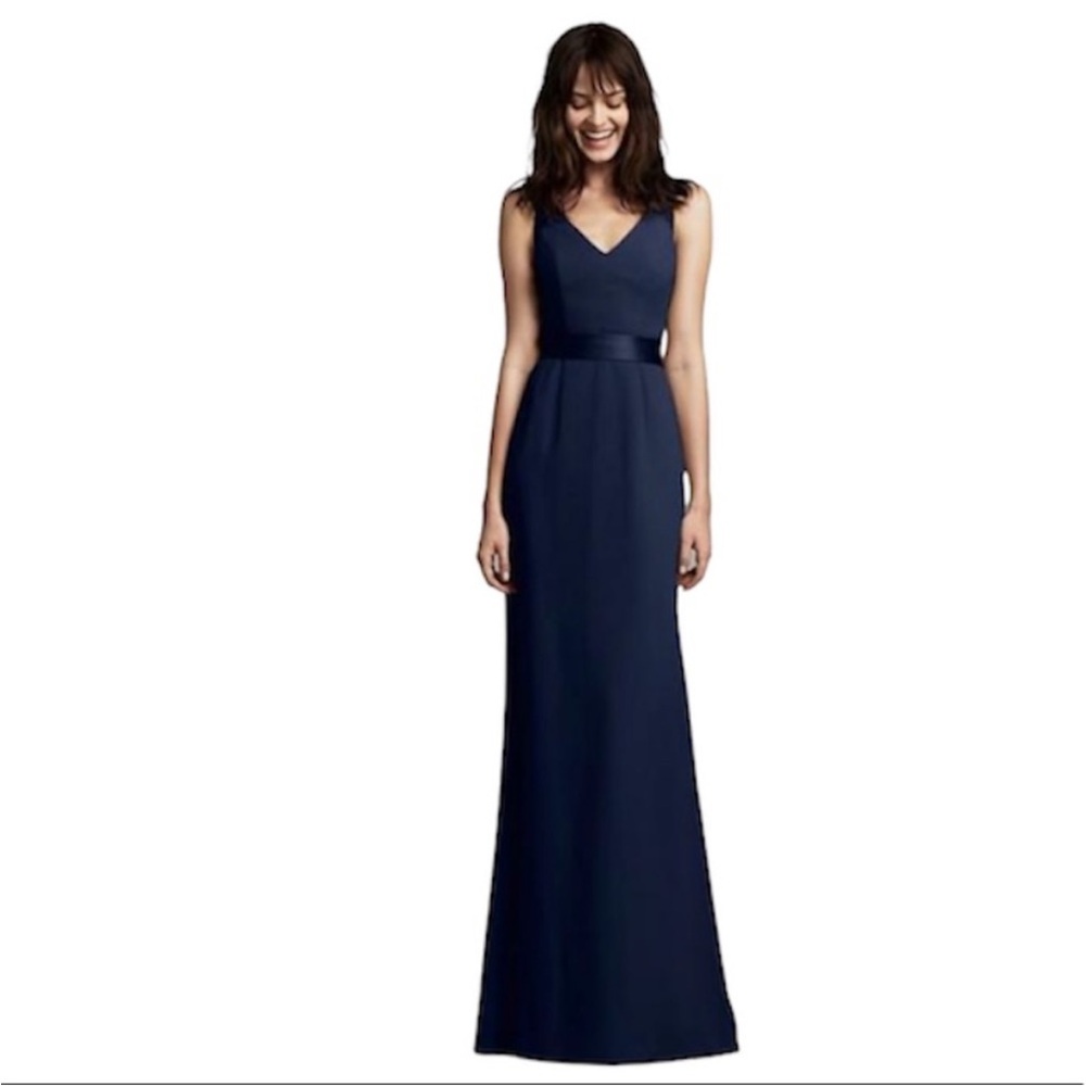 White By Vera Wang VW360195 Midnight Navy Blue Formal Gown Size 6